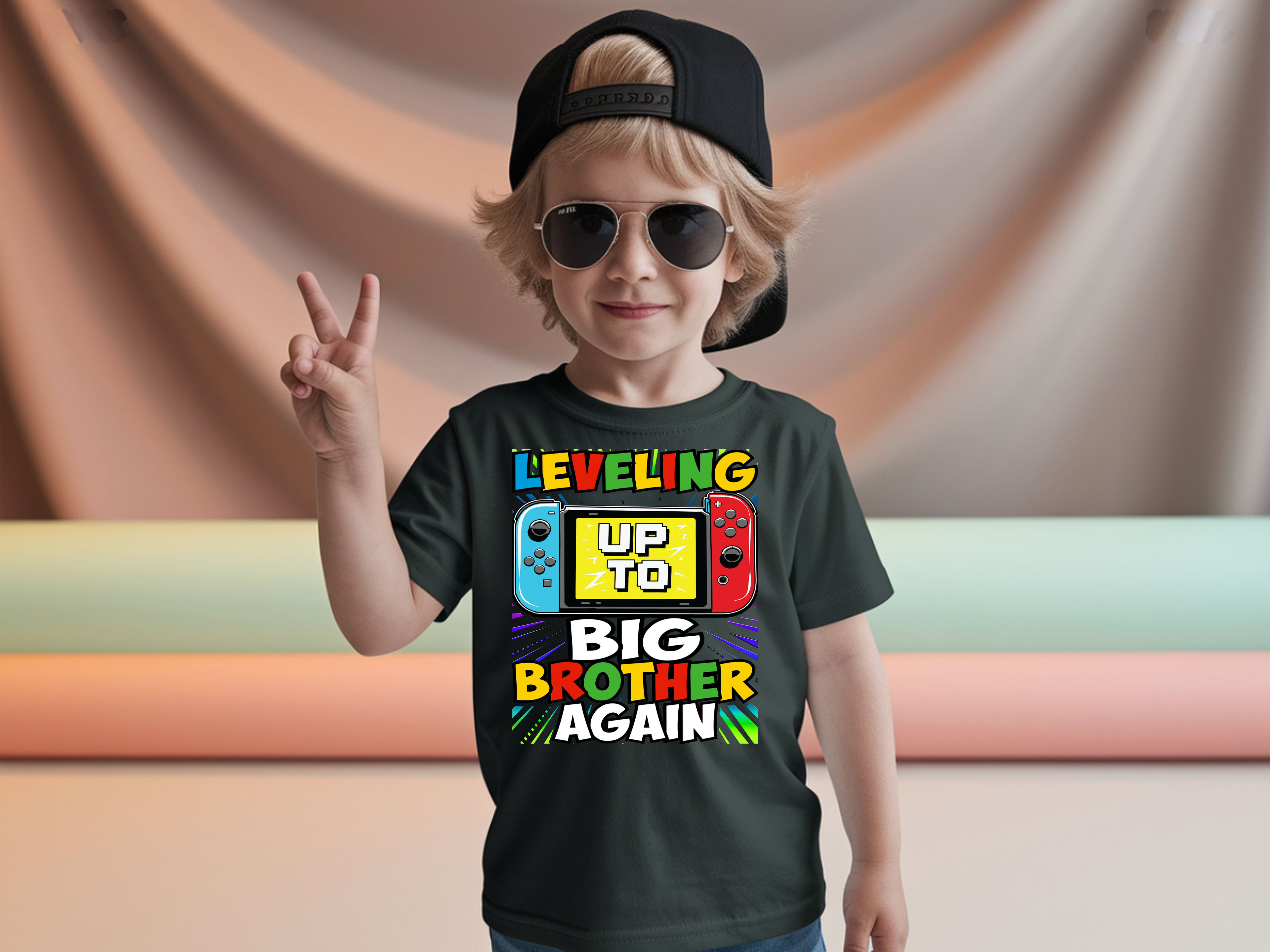 Leveling Up to Big Brother Again Kids Gaming T-Shirt