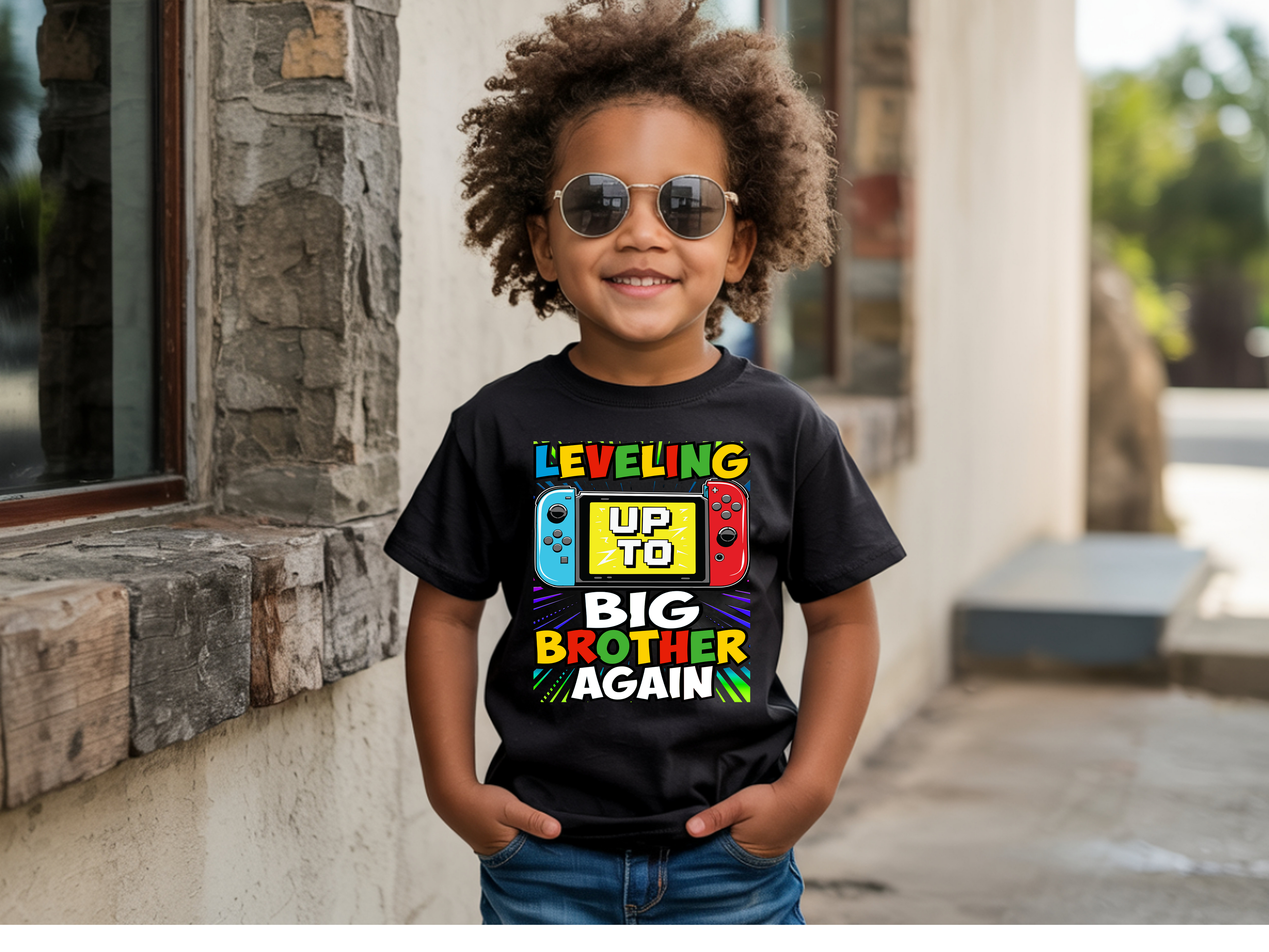 Leveling Up to Big Brother Again Kids Gaming T-Shirt
