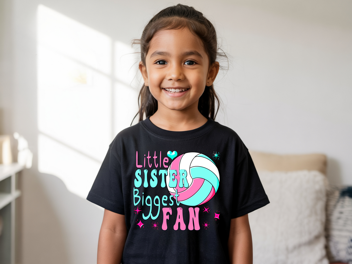 Volleyball Little Sister Biggest Fan Kids T-Shirt