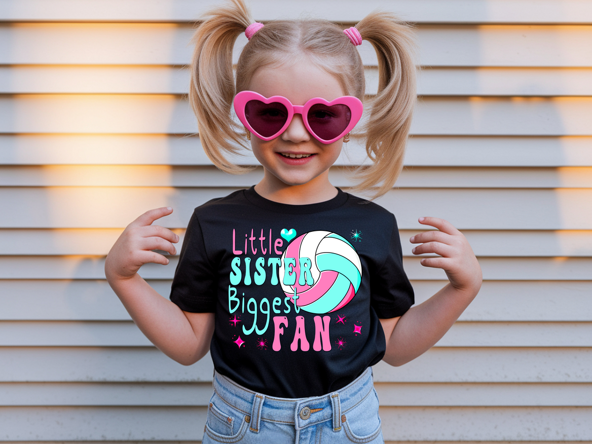Volleyball Little Sister Biggest Fan Kids T-Shirt