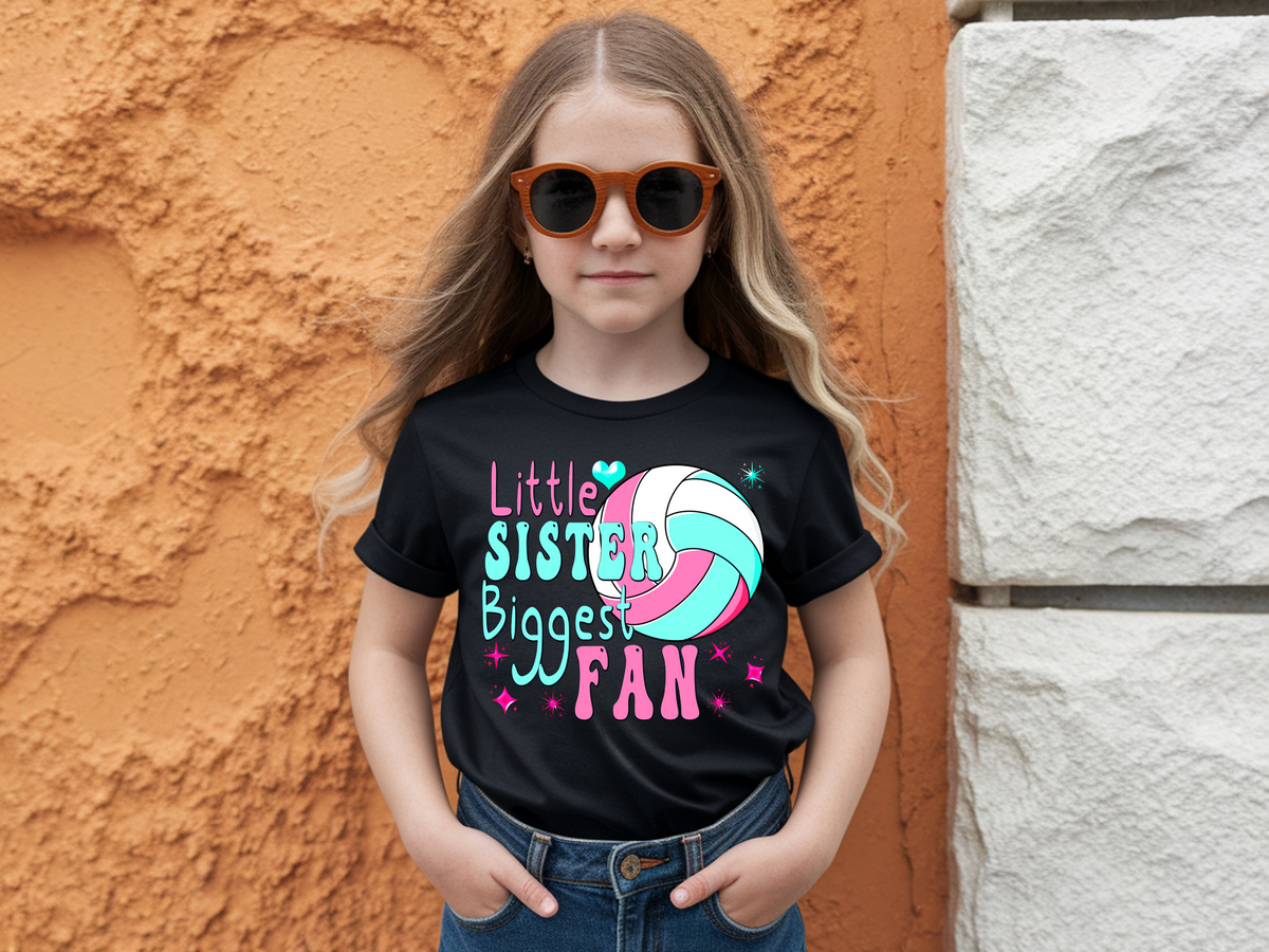 Volleyball Little Sister Biggest Fan Kids T-Shirt